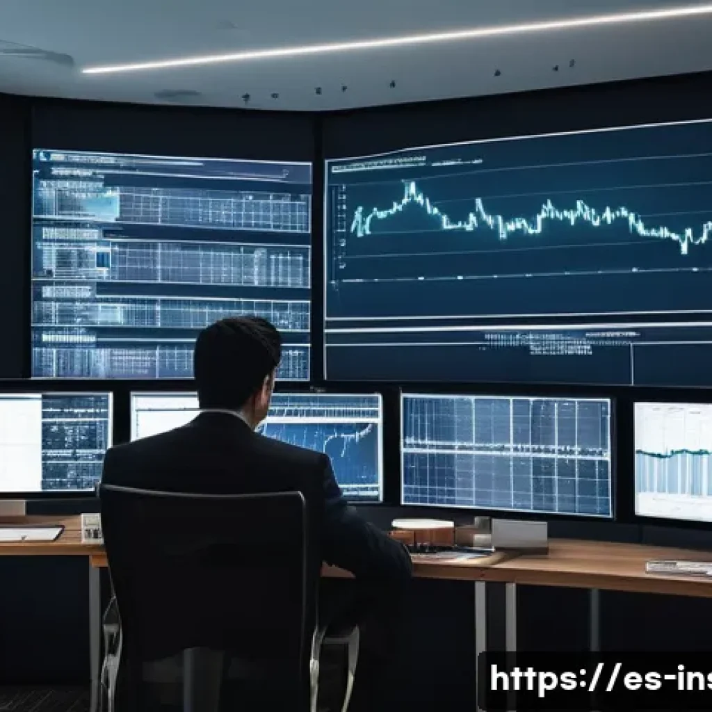 보험계리사와 리스크 분산 전략 - A professional financial actuary office scene in a modern Latin American city, featuring a diverse g...