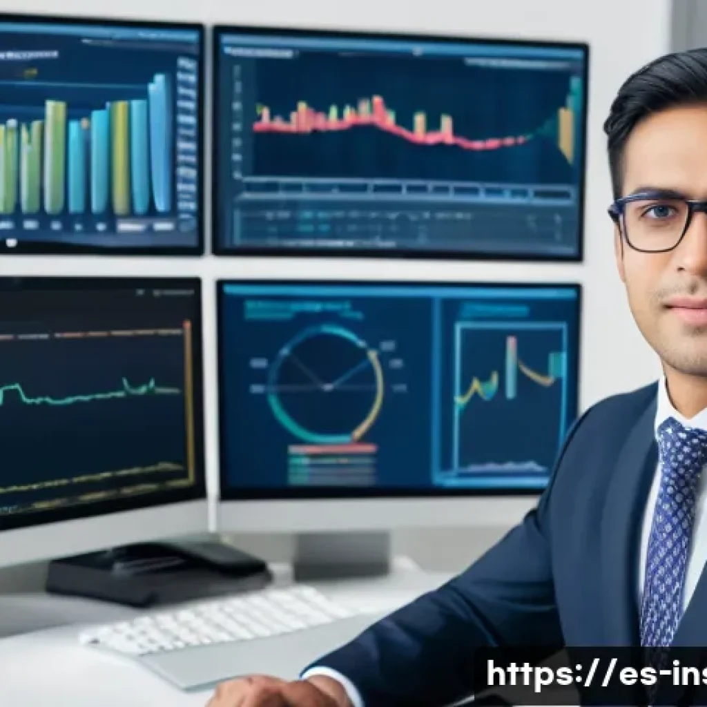 보험계리사와 회계사 비교 - A professional actuary in a modern Spanish insurance office, dressed in formal business attire with ...