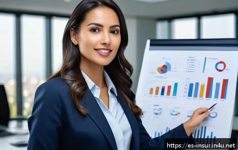 보험계리사와 전문 인증 프로그램 - A professional actuarial specialist in business attire, confidently presenting a detailed financial ...